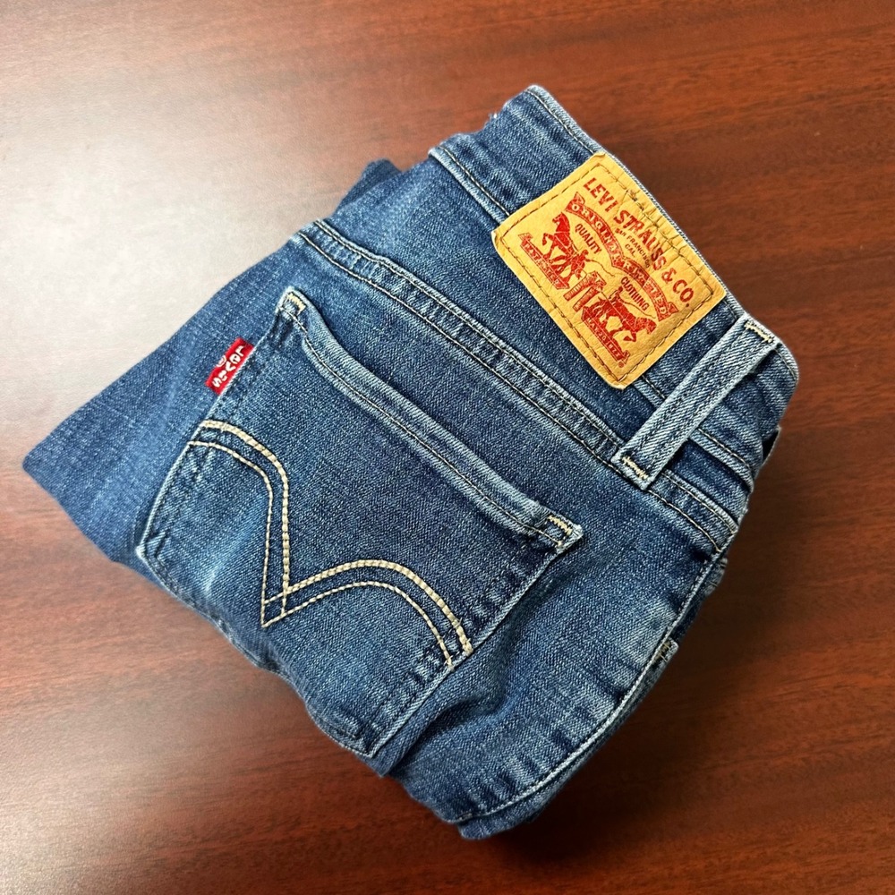 Levis 535 Super Skinny Jeans Distressed Raw Hem Women's Size 27 Denim Blue